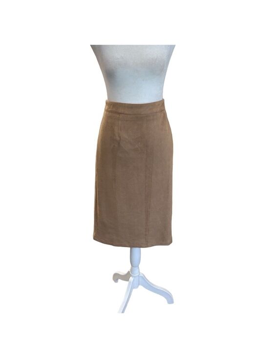 LuLu’s Dresses & Skirts - Lulus Superpower Size L faux suede pencil skirt. Camel color knee length career
